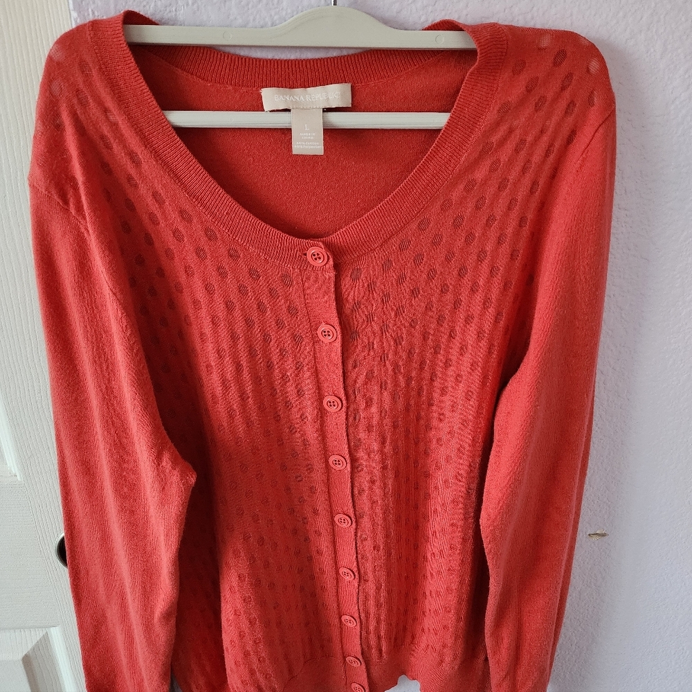 Banana Republic Coral Button-Up Cardigan